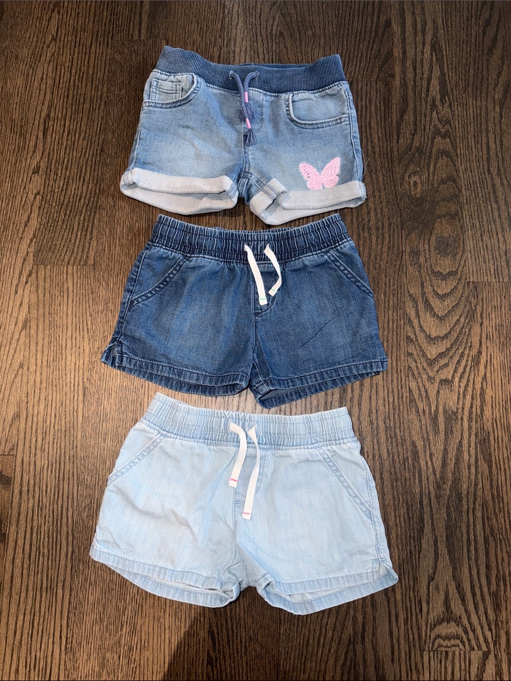 Cat & Jack Girls pull on Denim Jean Shorts Lot of 3 - Size XS 4/5